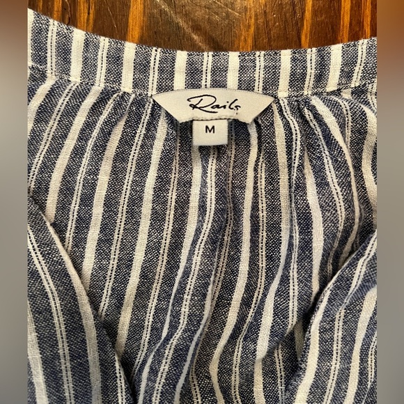 RAILS Jasmine Tibet Striped Linen Smocked Dress Long Sleeve Revolve - Picture 7 of 10